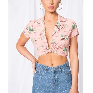 Super down / Sienna Button Up Top in Pink Flamingo Size Small